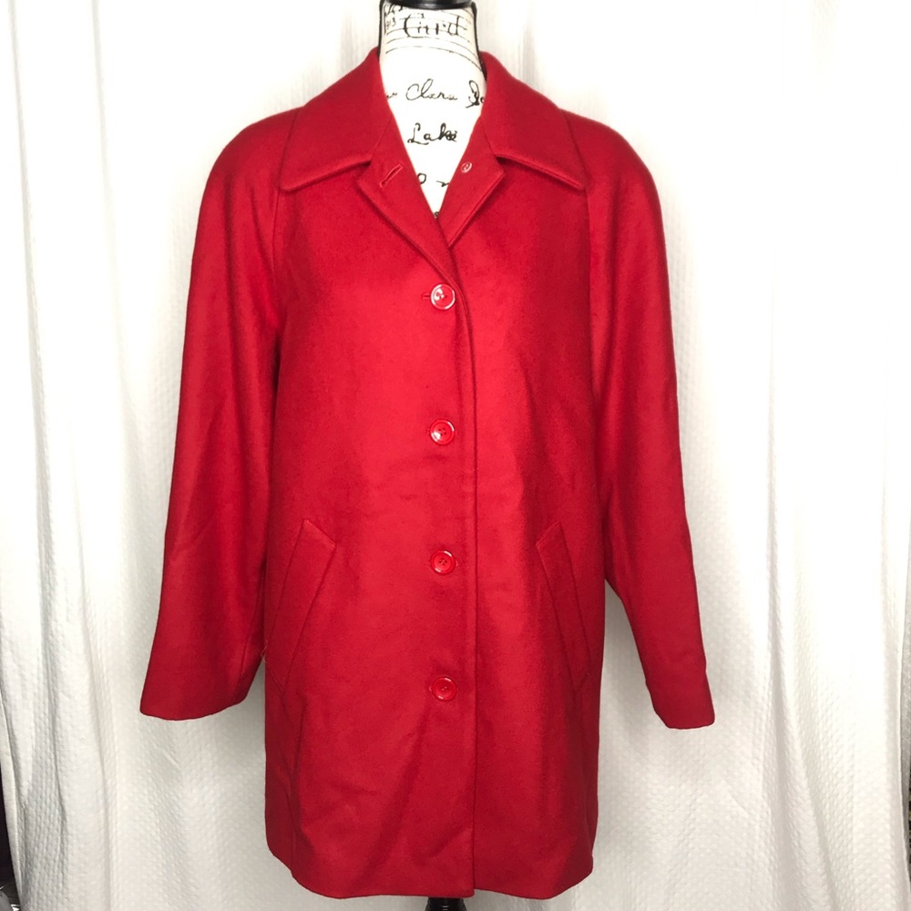 Jonathan Michael Red Lambswool Pea Coat Size 12